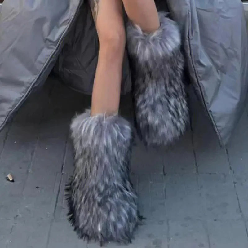Fluffy Faux Fox Fur Boots