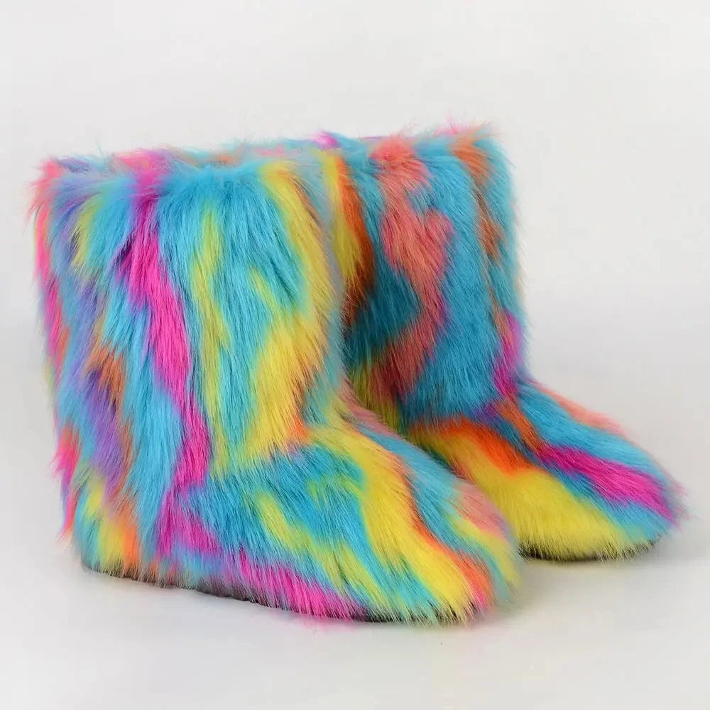 Fluffy Faux Fox Fur Boots