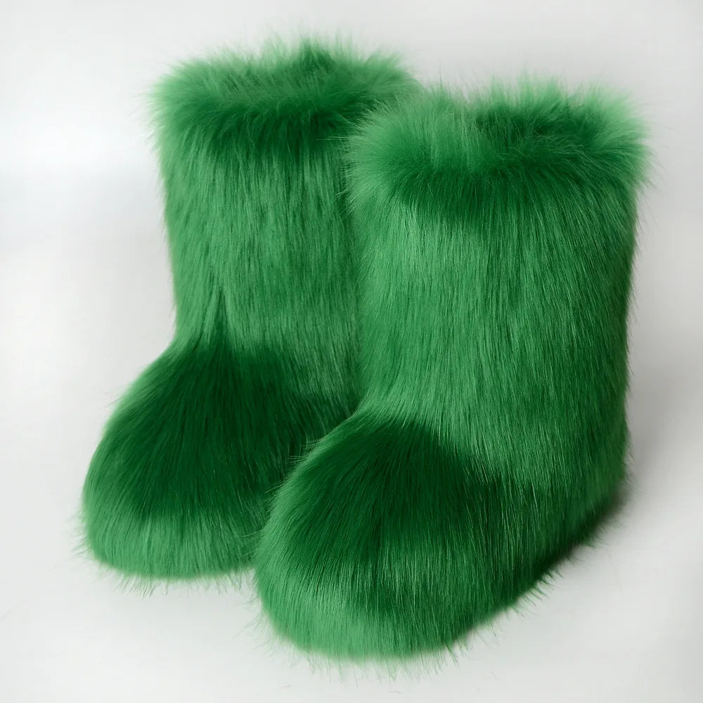 Fluffy Faux Fox Fur Boots
