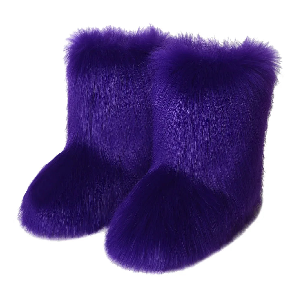 Fluffy Faux Fox Fur Boots