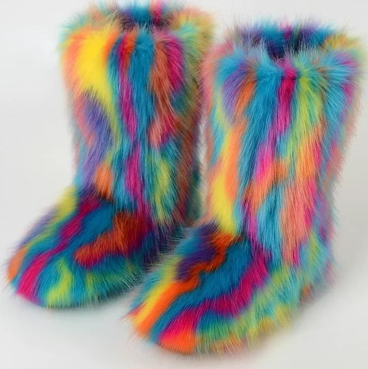 Fluffy Faux Fox Fur Boots