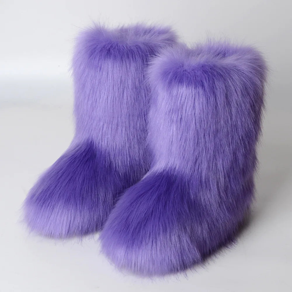 Fluffy Faux Fox Fur Boots
