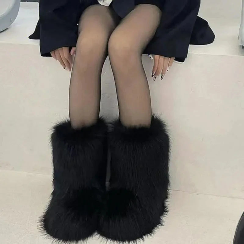 Fluffy Faux Fox Fur Boots