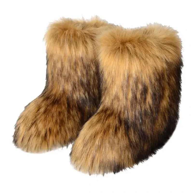 Fluffy Faux Fox Fur Boots