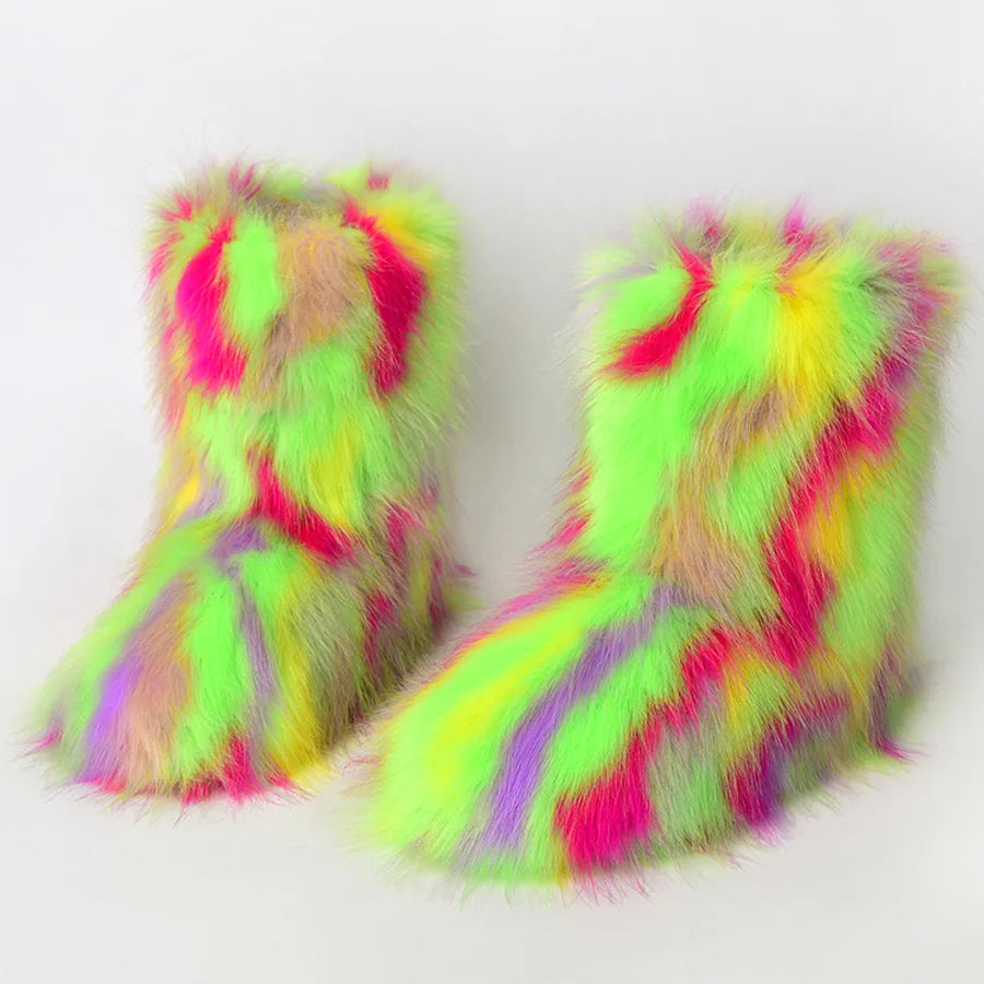 Fluffy Faux Fox Fur Boots