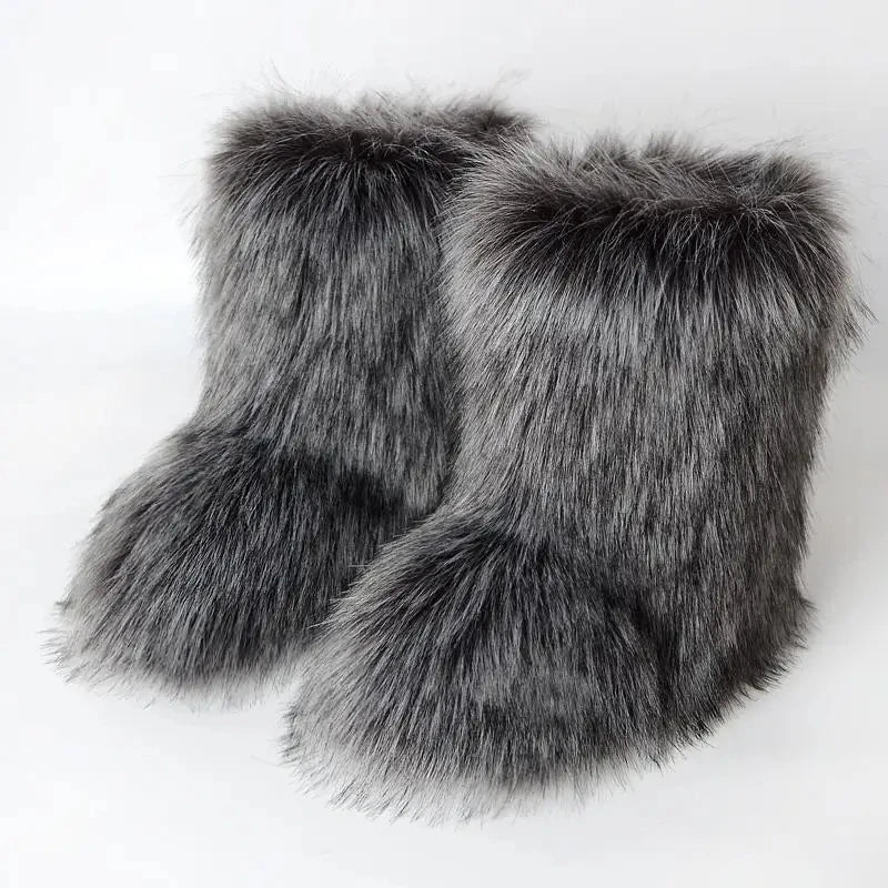 Fluffy Faux Fox Fur Boots