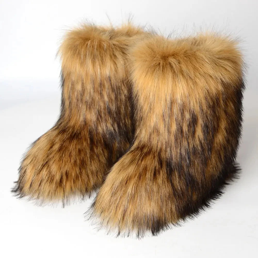 Fluffy Faux Fox Fur Boots